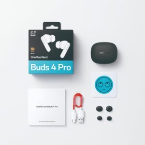 Nord Buds 4 Pro TWS Earbuds, Upto 55dB Real-time ANC, Adaptive Mode, 12mm Titanium-Coated Driver, Spatial Audio, Upto 54hrs Playback, Dual-Device connectivity, 47ms Low Latency, Raven Black