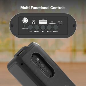 Fusion Beats 48W Bluetooth Party Speaker w/Immersive Sound, Dual 4 inch Neo Drivers, Rhythmic RGB Lights, 6Hrs Playtime, BT5.3/Aux/TF Card/USB Playback Modes, Type-C Charging (Midnight Black)