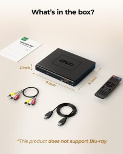 DVD Players for TV with HDMI, DVD Players That Play All Regions, Simple DVD Player for Elderly, CD Player for Home Stereo System, HDMI and RCA Cable Included
