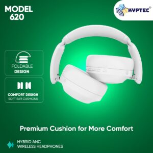 New Launch Model 620 Hybrid ANC Bluetooth Wireless Headphones – Over Ear Noise Cancelling Headphone with Deep Bass, 50H Playtime, Large 40 MM Drivers, Quad Mics, Headphones Wireless with mic