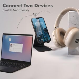 Muffs M6 Over Ear Wireless Bluetooth Headphone with Upto 40 Hours Playtime, Dual Pairing, 40mm Driver, HD Mic, Bluetooth 5.4V, Foldable Design, Type C Fast Charging (Biege)