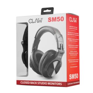 SM50 Professional Studio Monitoring DJ Wired Over Ear Headphones with 2 Detachable Cables (2.8m Coiled Cable & 1.2m Straight Cable with Mic and in-line Controls) (SM50 Black)