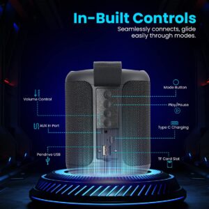 SoundDrum P 20W Portable Bluetooth Speaker with 6-7 hrs Playback Time, Handsfree Calling, USB Slot, Aux-in Port, Type C Charging (Black)