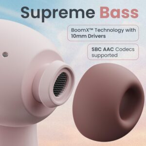 Y1 Pro Ear Buds Wireless 60H Playtime, 4 Mics Calling, 45ms Low Latency Gaming, Made in India,13mm Bass Driver Earbuds Buds TWS Bluetooth Wireless Earphone (Candy Cane)