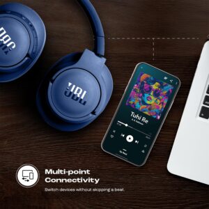 Tune 770NC Wireless Over Ear Headphones with Adaptive Noise Cancellation, Upto 70H Battery, Smart Ambient, Speed Charge, Customized EQ, Google Fast Pair, Multipoint Connect, BT 5.3 - Blue