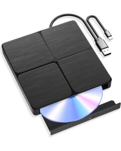 External Blu Ray Drive - External Blueray/DVD Drive for PC，USB3.0 & Type C Blu Ray Drive Read and Write BD/DVD/CD, Bluray Burner External Compatible with Windows XP/7/8/10/11, Linux, Mac OS