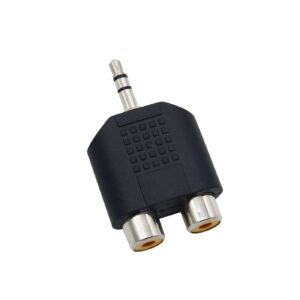 Single 3.5mm male to 2 RCA female dual splitter interface audio connector pack of 1pcs