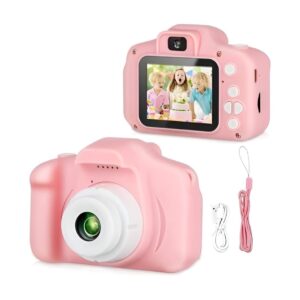 KWICKCLICK Kids Camera 1080P HD Video & 3.0MP Photos with 2.0 Inch Screen | Rechargeable Toddler Digital Camera with 32GB SD Card | Portable Selfie Camcorder with Fun Filters & Games (Pink)
