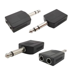 ® [ 4 Pieces ] 1/4" Mono to 2 x 6.35mm Female Splitter & 1/4" Mono to 2 x 6.35mm Female Splitter ; Headphone Microphone Splitter Converter ; Audio Jack Plug Adapter 6.35 mm Male Splitters