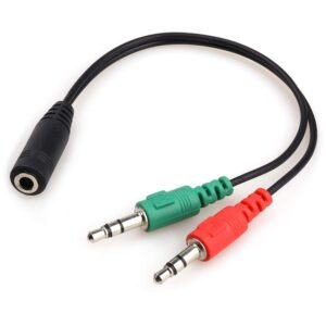 3.5mm Jack Headphone Mic Audio Y Splitter Cable 1 Male to 2 Female with Separate Headset/Microphone Adapter