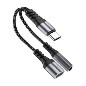 USB C to 3.5mm Headphone Jack Adapter with 60W PD Fast Charging DAC Chip HiFi Audio USB Type C to AUX Converter Compatible with Samsung S25 S24 OnePlus Xiaomi iPad MacBook Pixel