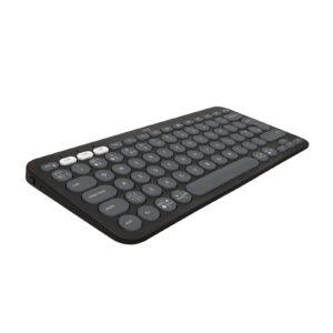 Pebble Keys 2 K380s, Multi-Device Bluetooth Wireless Keyboard with Customisable Shortcuts, Slim and Portable, Easy-Switch for Windows, macOS, iPadOS, Android, Chrome OS - Tonal Graphite