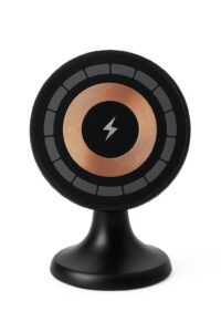 Egnius Wireless Car Charger with 15 Watts Fast Charging (Qi Compatible), Free Type-C Cable, 360° Rotation, for iPhone & Android Smartphones (Black)
