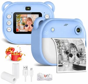 Kids Instant Print Camera, Mini Digital HD Photo & Video Camcorder, Blue