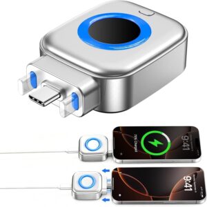 2-in-1 USB-C Magnetic Wireless Charger Adapter for iPhone 15/16 Series, 20W Fast Charging Converter, Type-C Plug-in Magnetic Charging Receiver, Compact Portable Charging Accessory