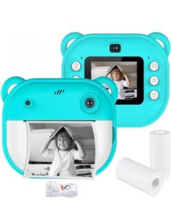 Mini Kids Instant Camera with Thermal Printing | HD Photo & Video Camcorder | Built-in Games & Selfie Mode | Includes 2 Print Rolls | Fun Learning Gift Toy for Children (Random Color)